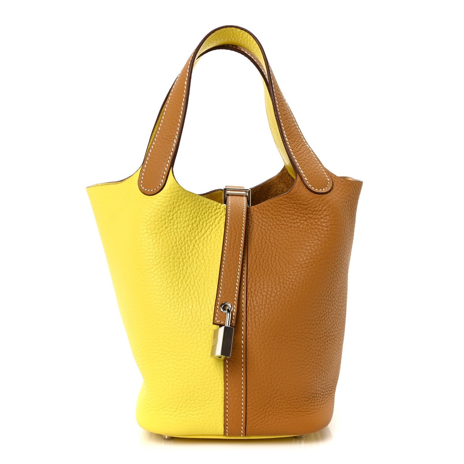 Hermes Taurillon Clemence Casaque Picotin Lock 18 PM Lime Sesame
