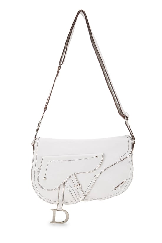 White Calfskin Saddle Messenger