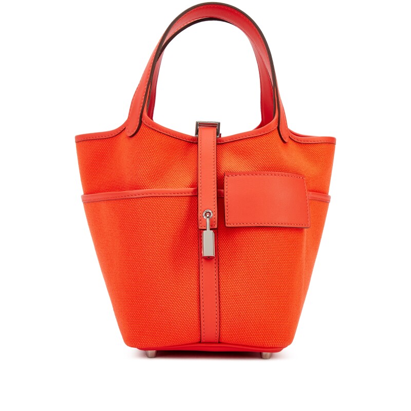 Hermes Limited Edition Orange Field Goeland Canvas and Swift Cargo Picotin Lock 18 Palladium Hardware, 2024
