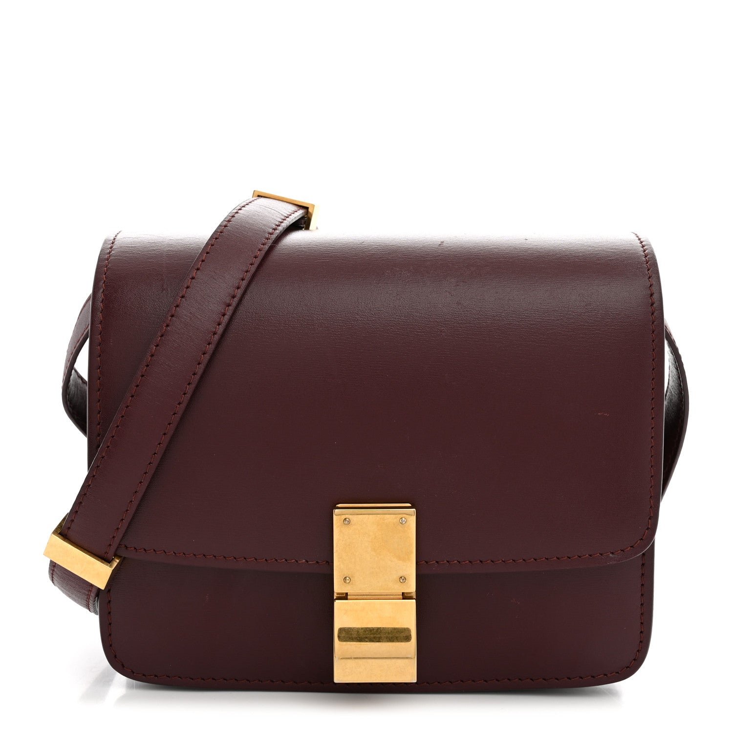 Celine Box Calfskin Small Classic Box Flap Bag Burgundy