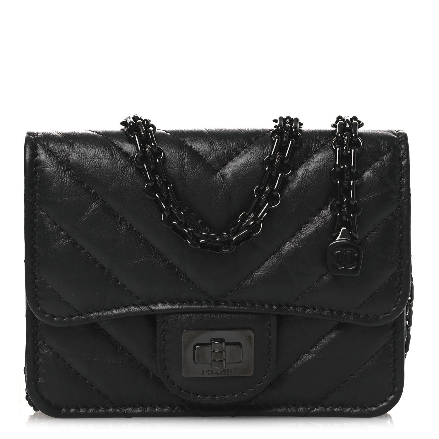 Chanel Aged Calfskin Chevron Quilted Reissue Belt Bag So Black