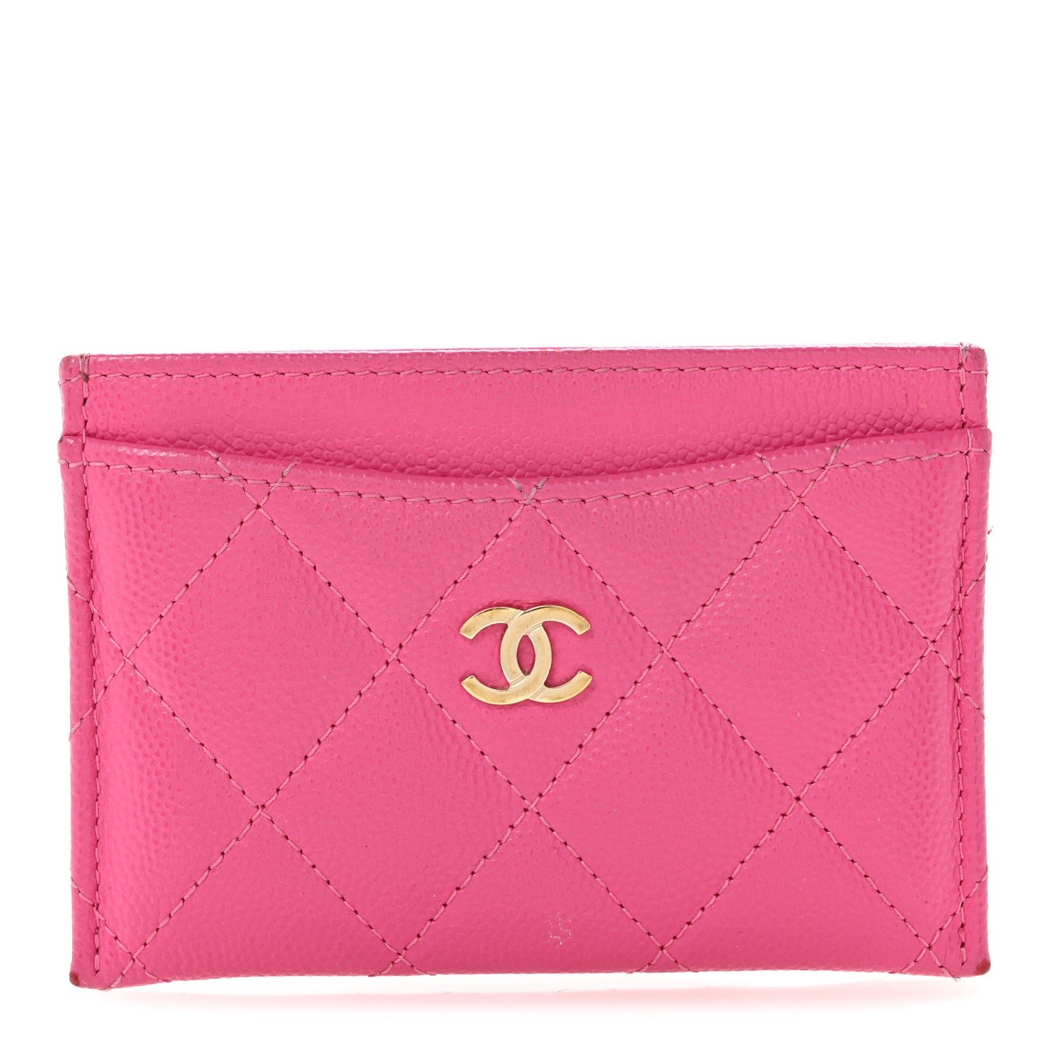 Chanel Caviar Quilted Card Holder Fuchsia
