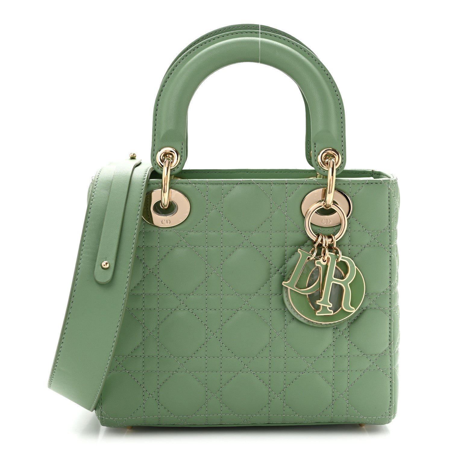 Christian Dior Lambskin Cannage Small My ABCDior Lady Dior Cedar Green