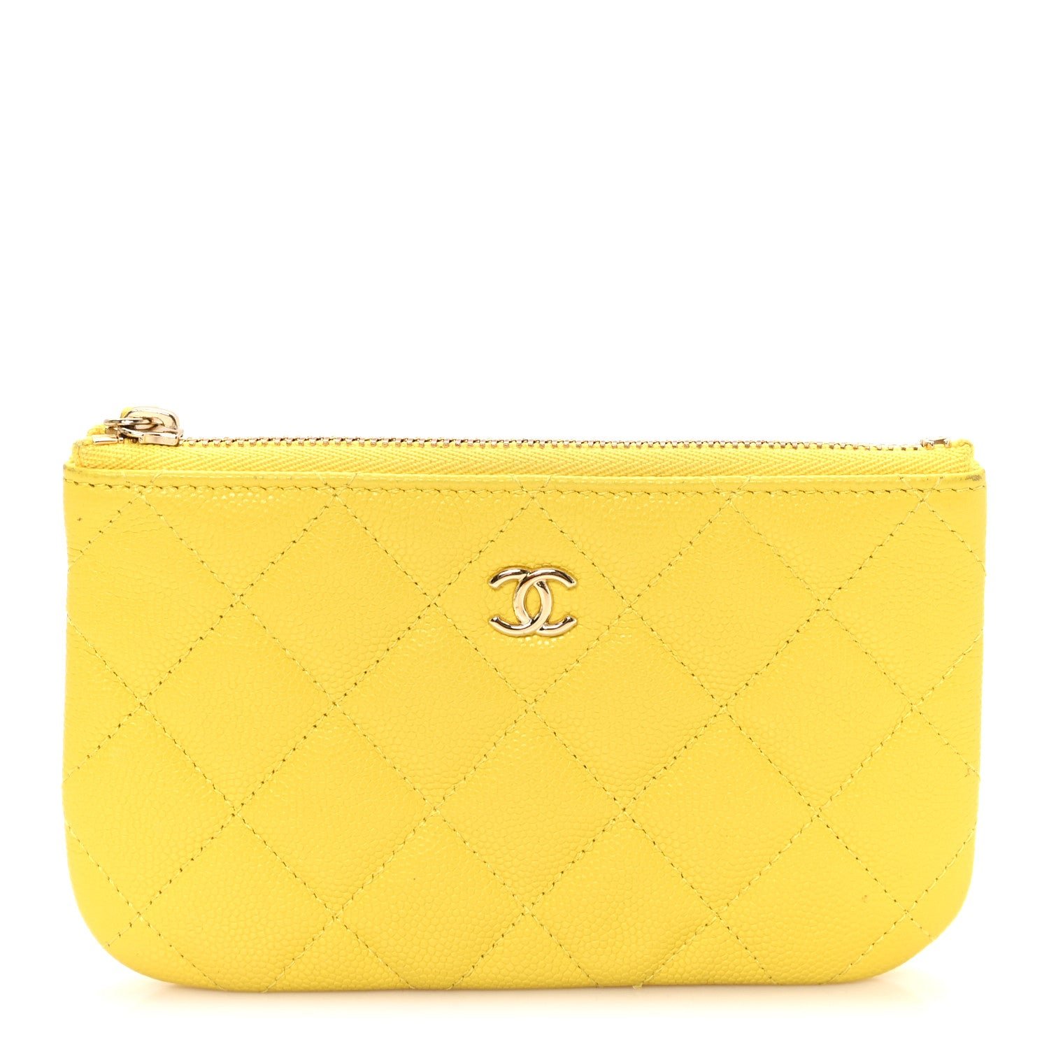 Chanel Caviar Quilted Small Cosmetic Case Yellow