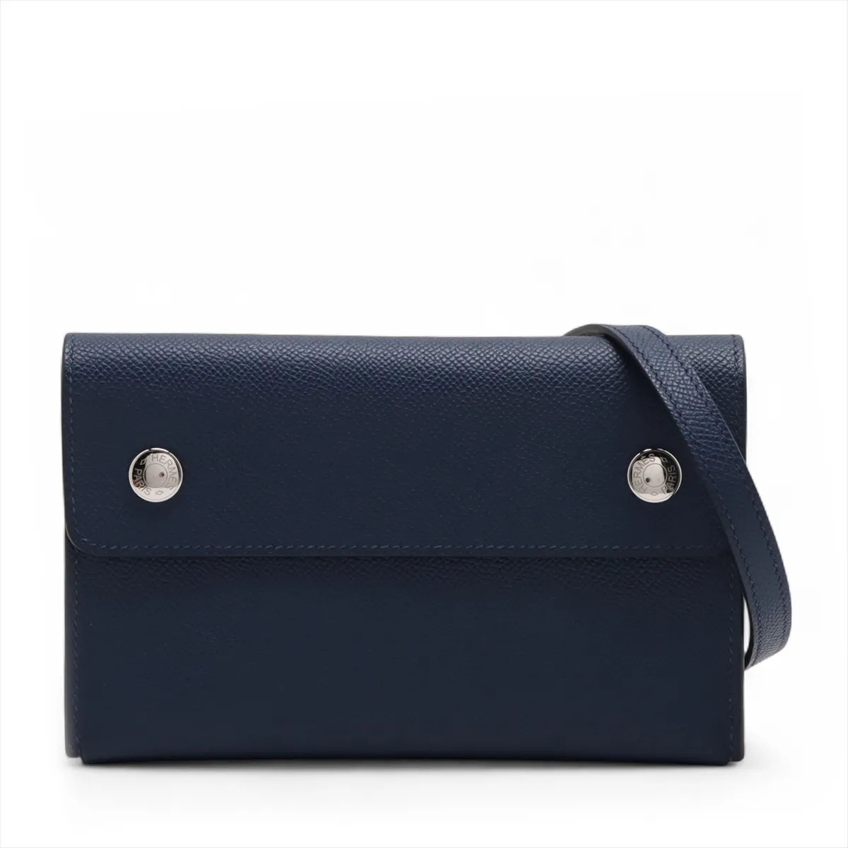 Hermès Hermès snap Togo Veau Epsom blue navy Silver Metal Fittings
