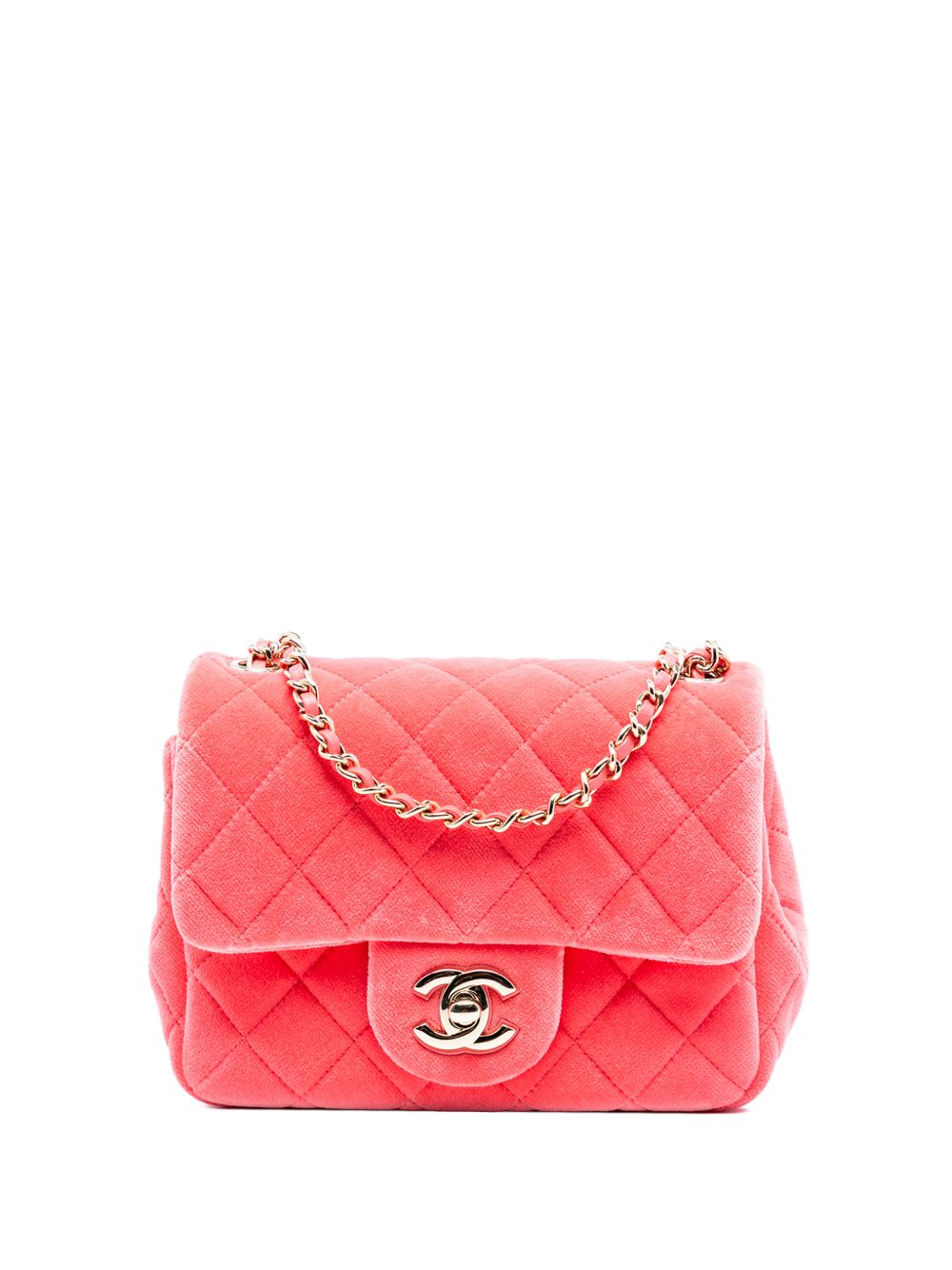2020 Mini Square Classic Velvet Pearl Crush Single Flap crossbody bag