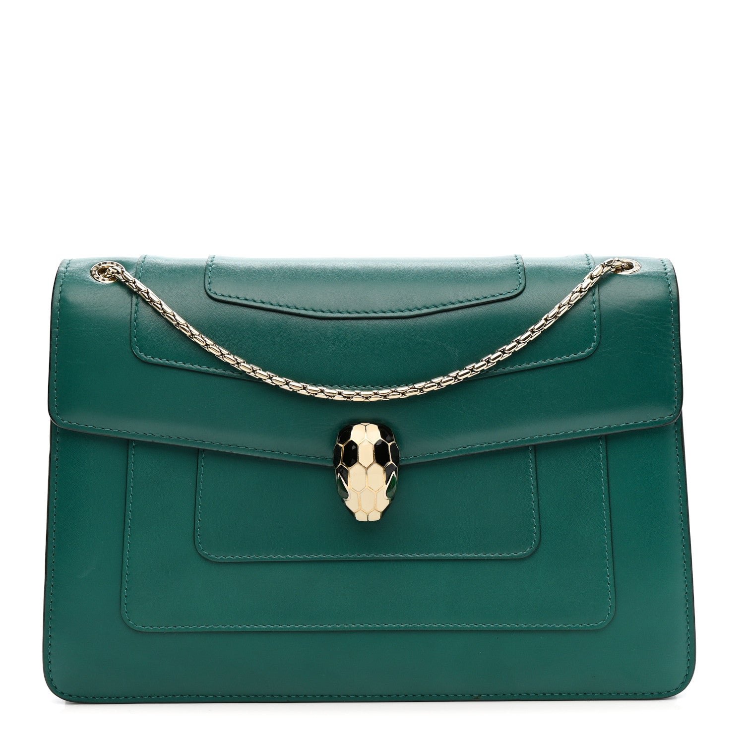 Bvlgari Bulgari Calfskin Serpenti Forever Shoulder Bag Emerald Green