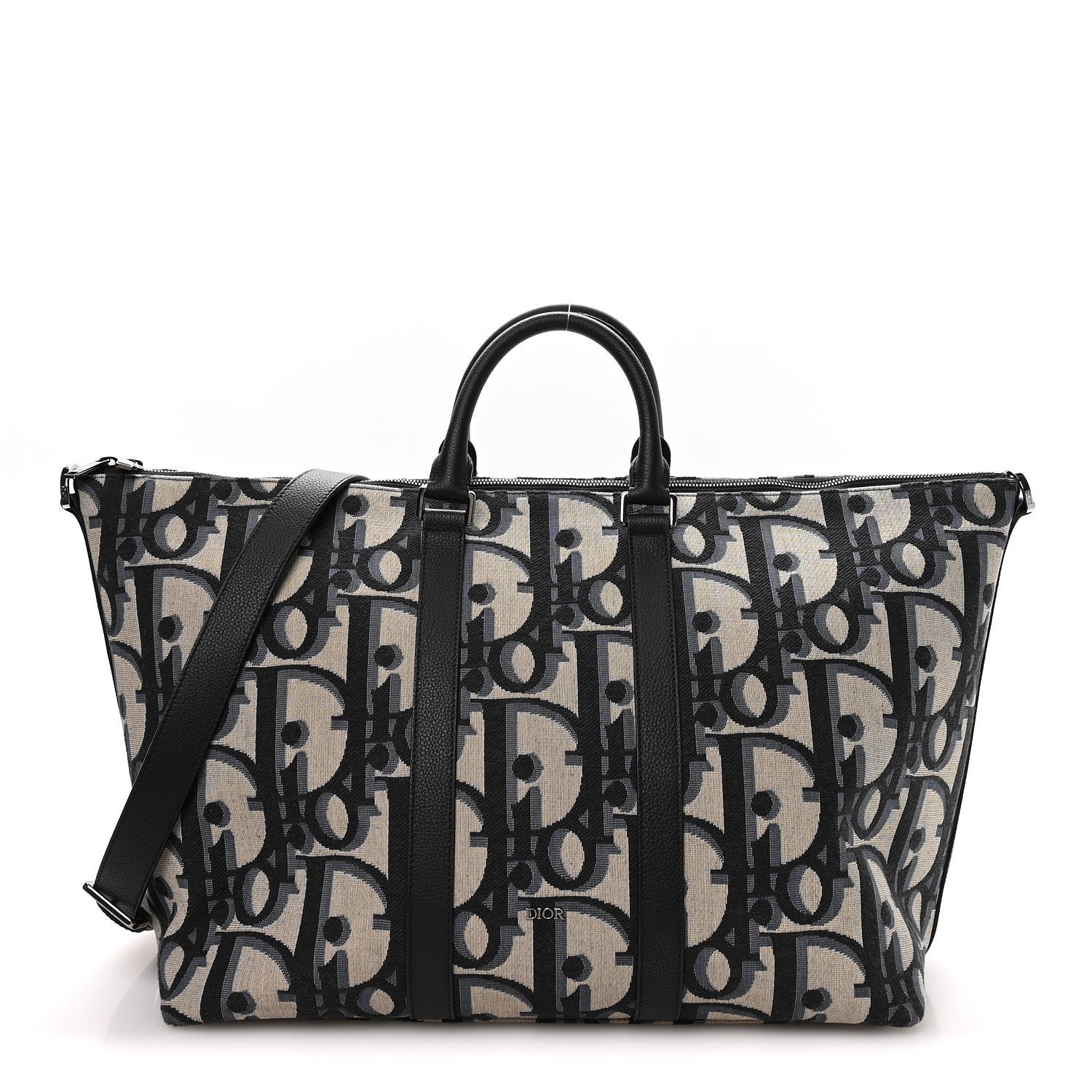 Christian Dior Maxi Oblique Jacquard Weekender 40 Beige Black