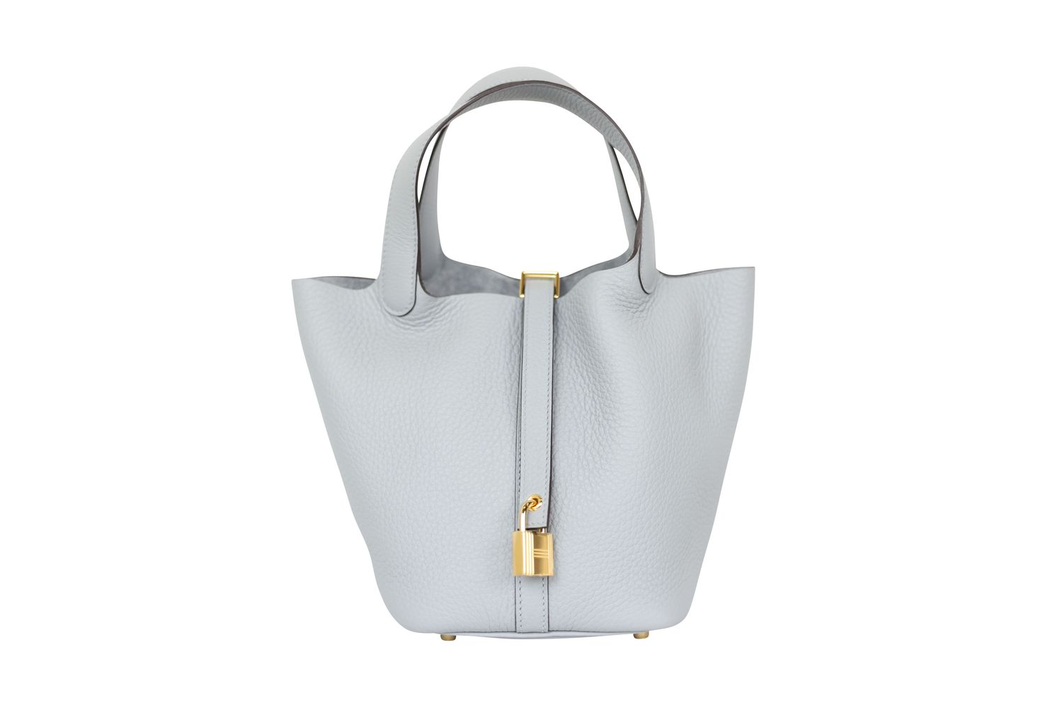 Hermes Hermes Picotin 18 Lock PM Bag, Gray Gris Pantin Clemence Leather and Gold Hardware, K 2025 Stamp, New in Box WA001