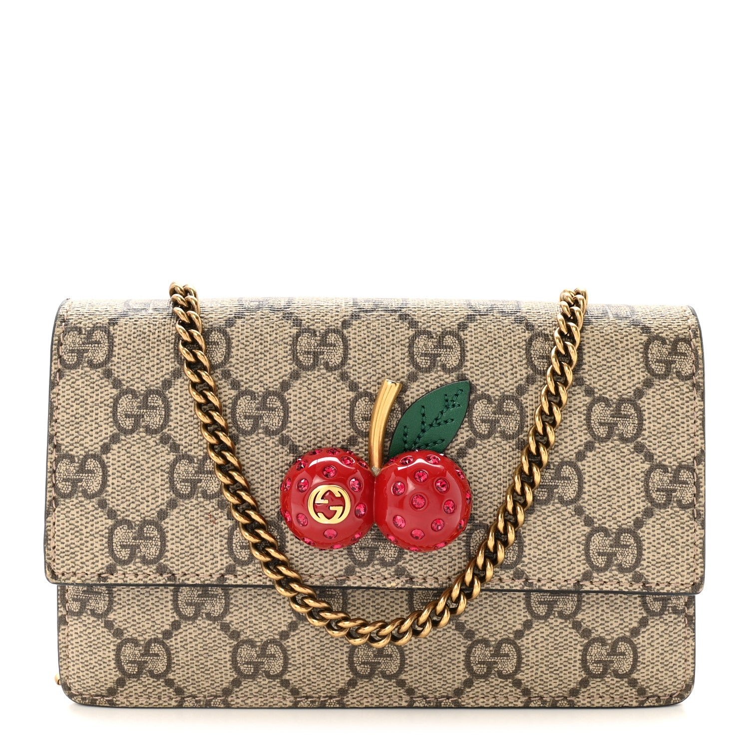 Gucci GG Supreme Monogram Mini Cherry Chain Bag