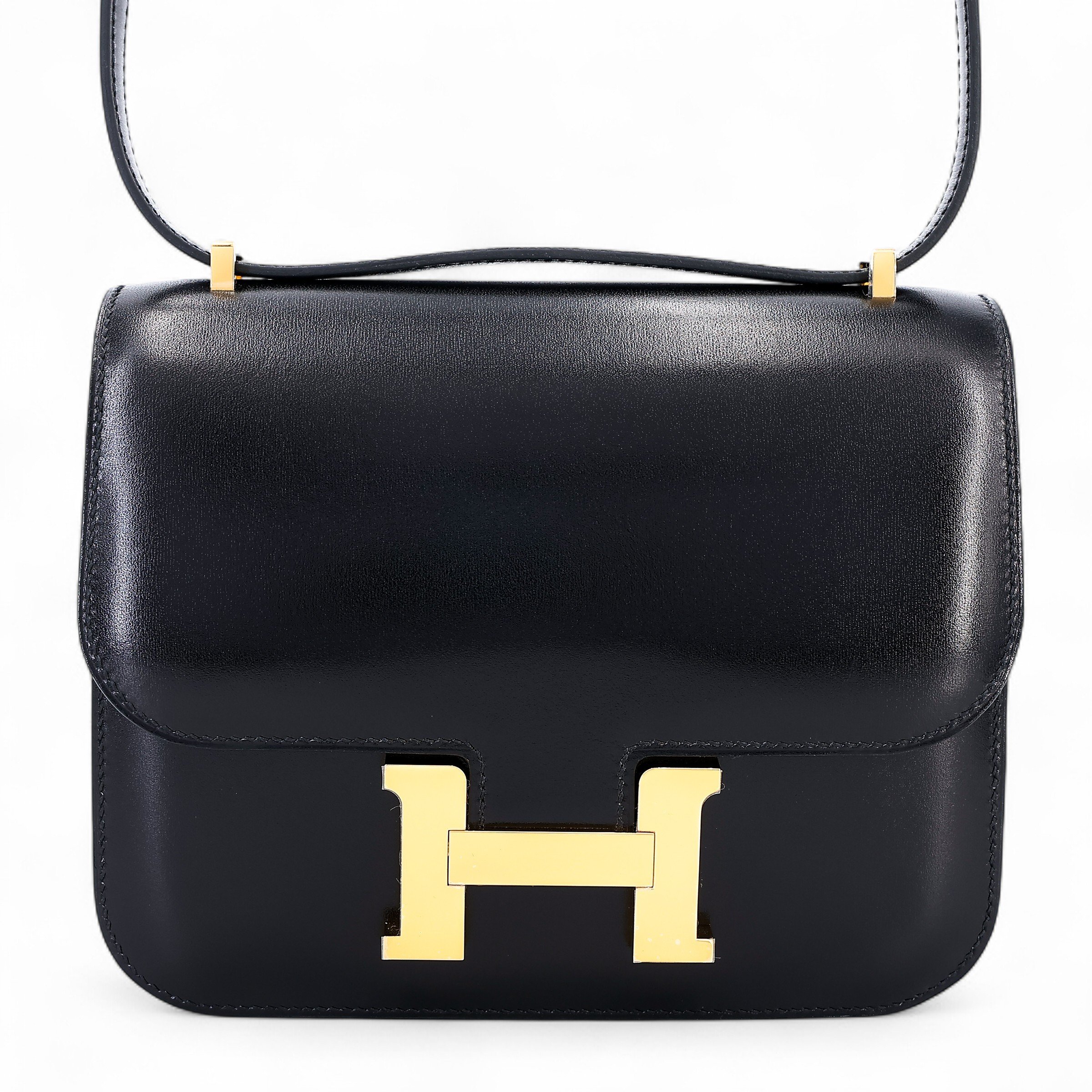 Unused ( Rank NS ) HERMÈS Constance Mini Noir (89) Box-calf Gold hardware U (2022)