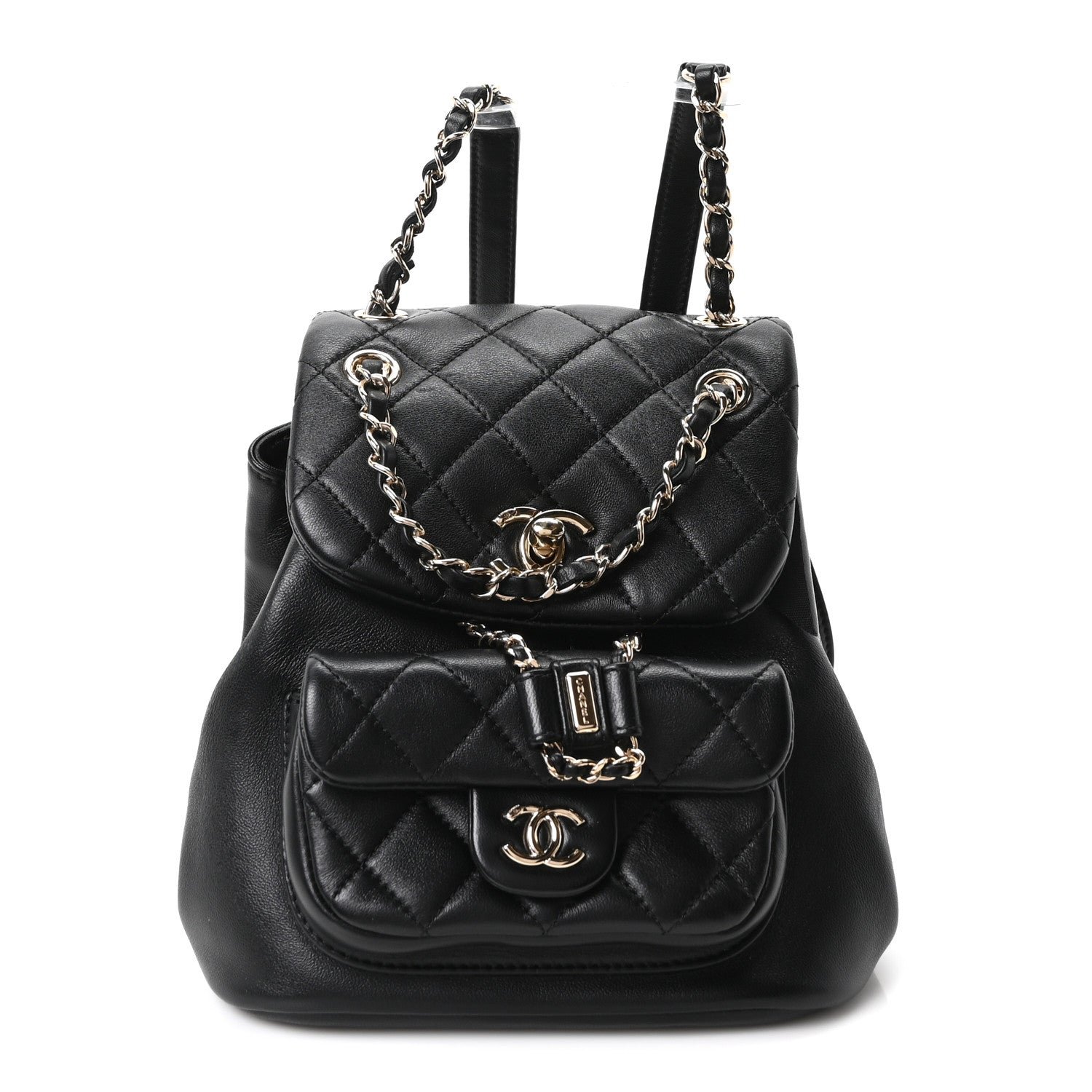 Chanel Lambskin Quilted Small Duma Drawstring Backpack Black