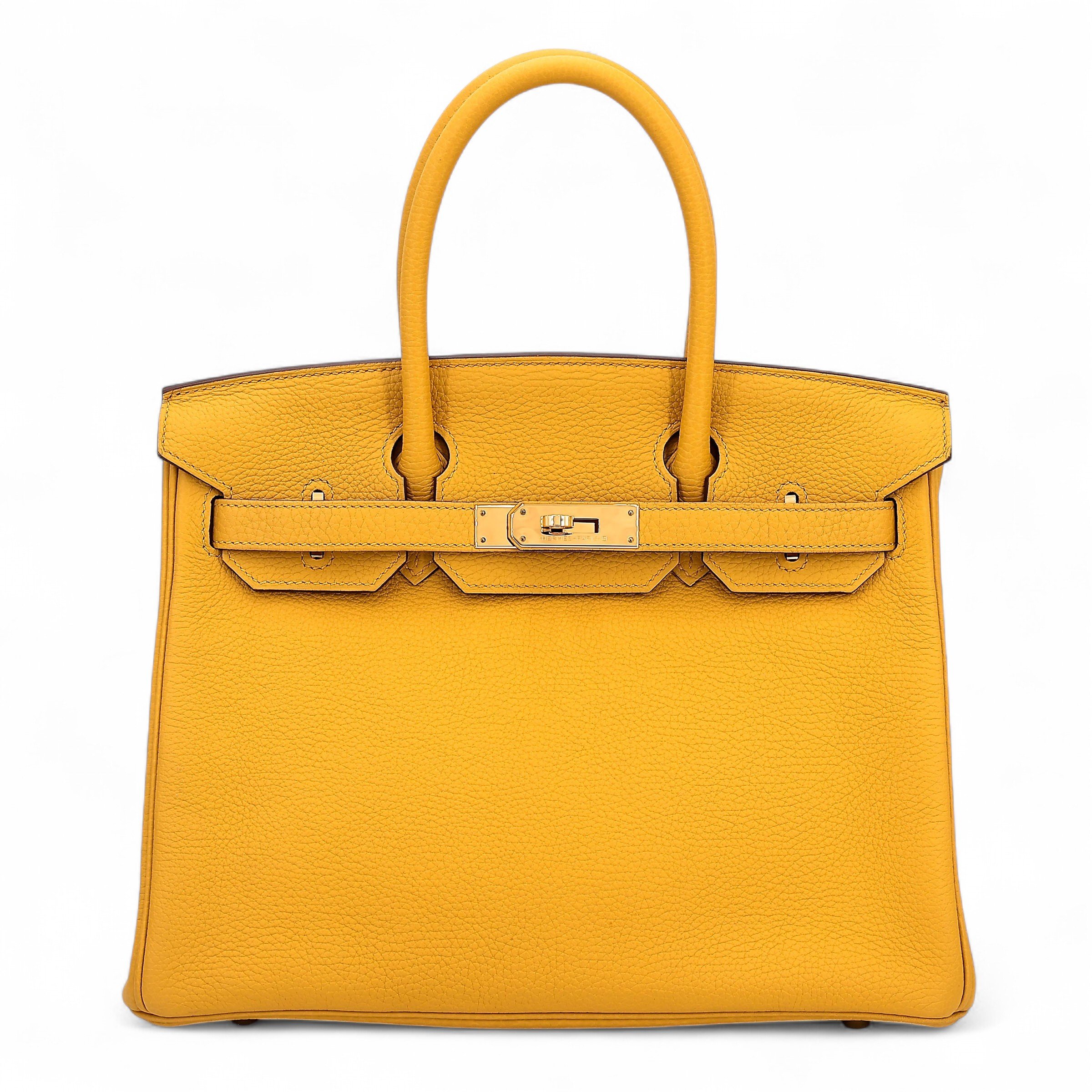 Hermes Excellent ( Rank SA ) HERMÈS Birkin 30 Jaune Ambre (9D) Togo Gold hardware D (2019)