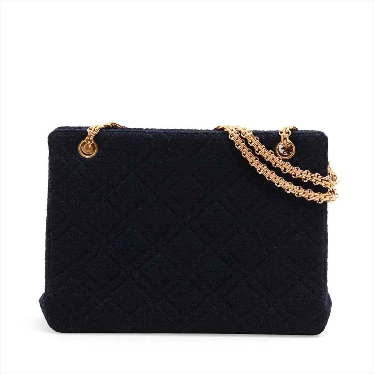 Chanel Matelasse Wool Chain Shoulder Bag Black Gold Metal Fittings 3XXXXXX