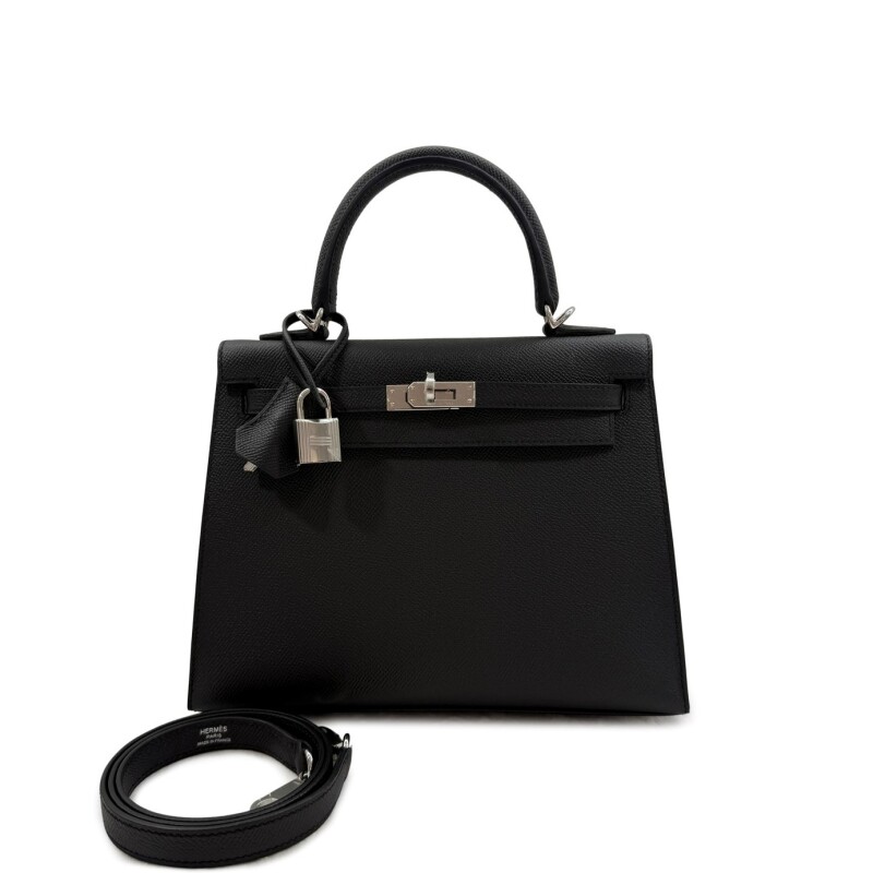 Black Epsom Kelly 25 Sellier Palladium Hardware, 2026