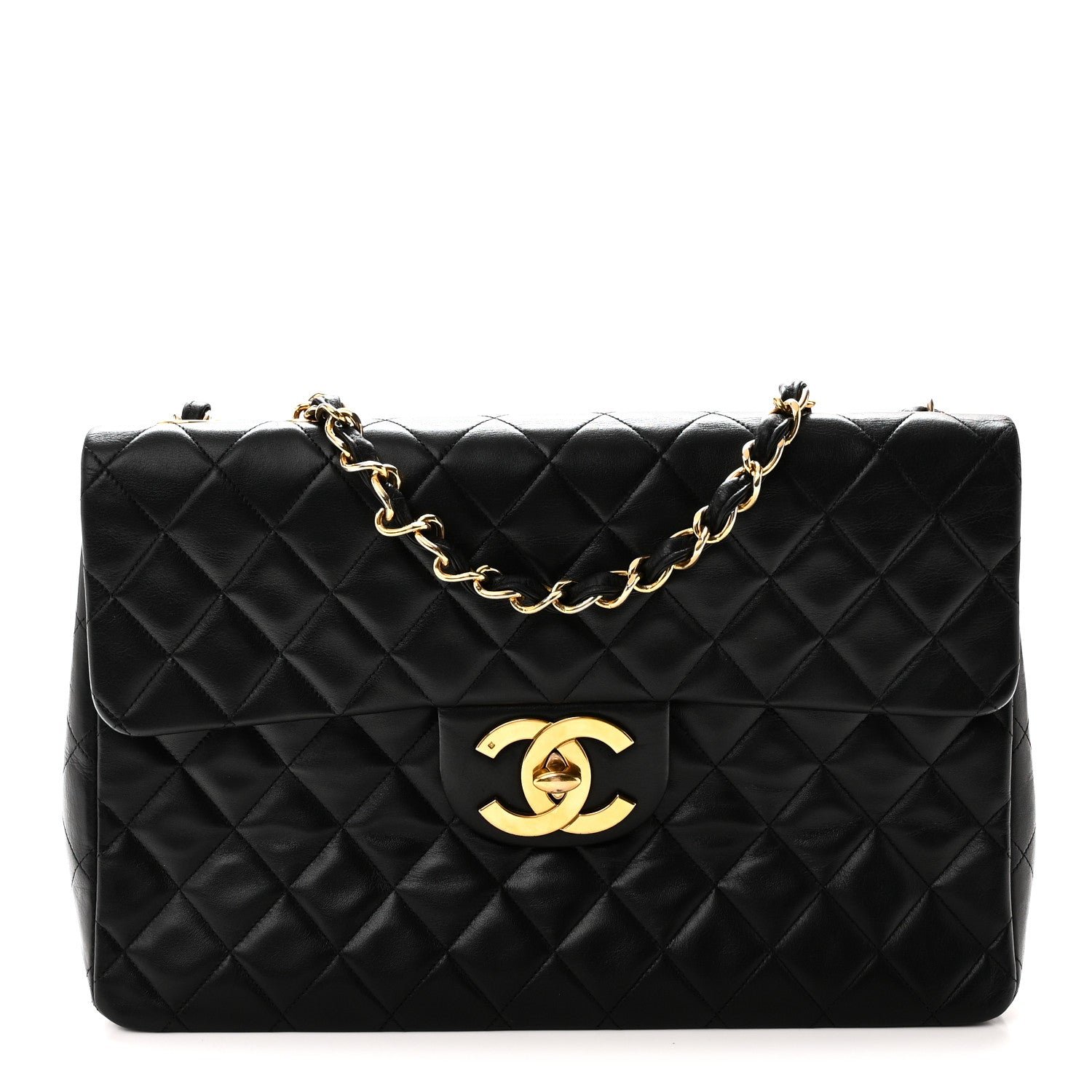 Chanel Lambskin Quilted XL Jumbo Single Flap Black