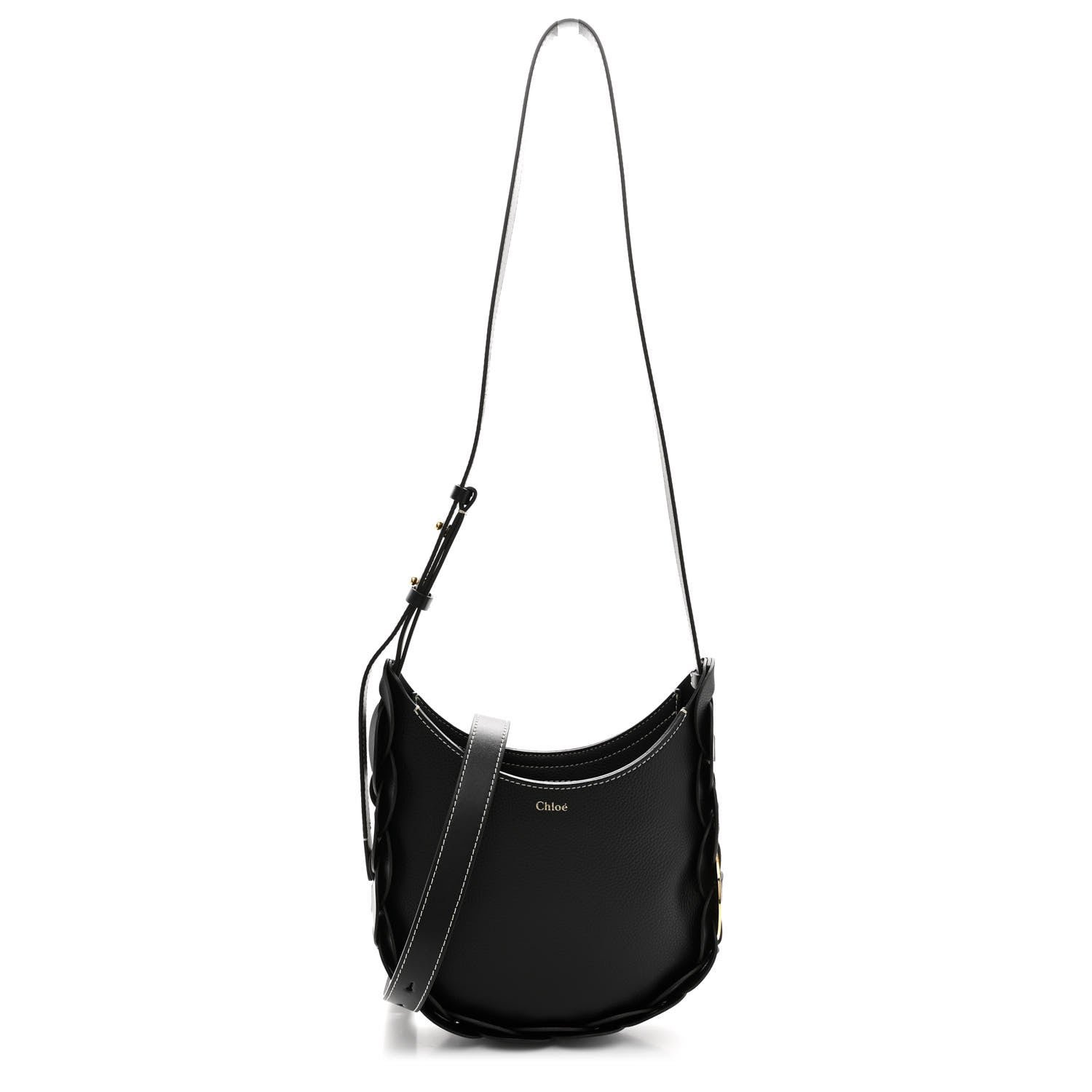 Chloe Small Grain Smooth Calfskin Small Darryl Hobo Black