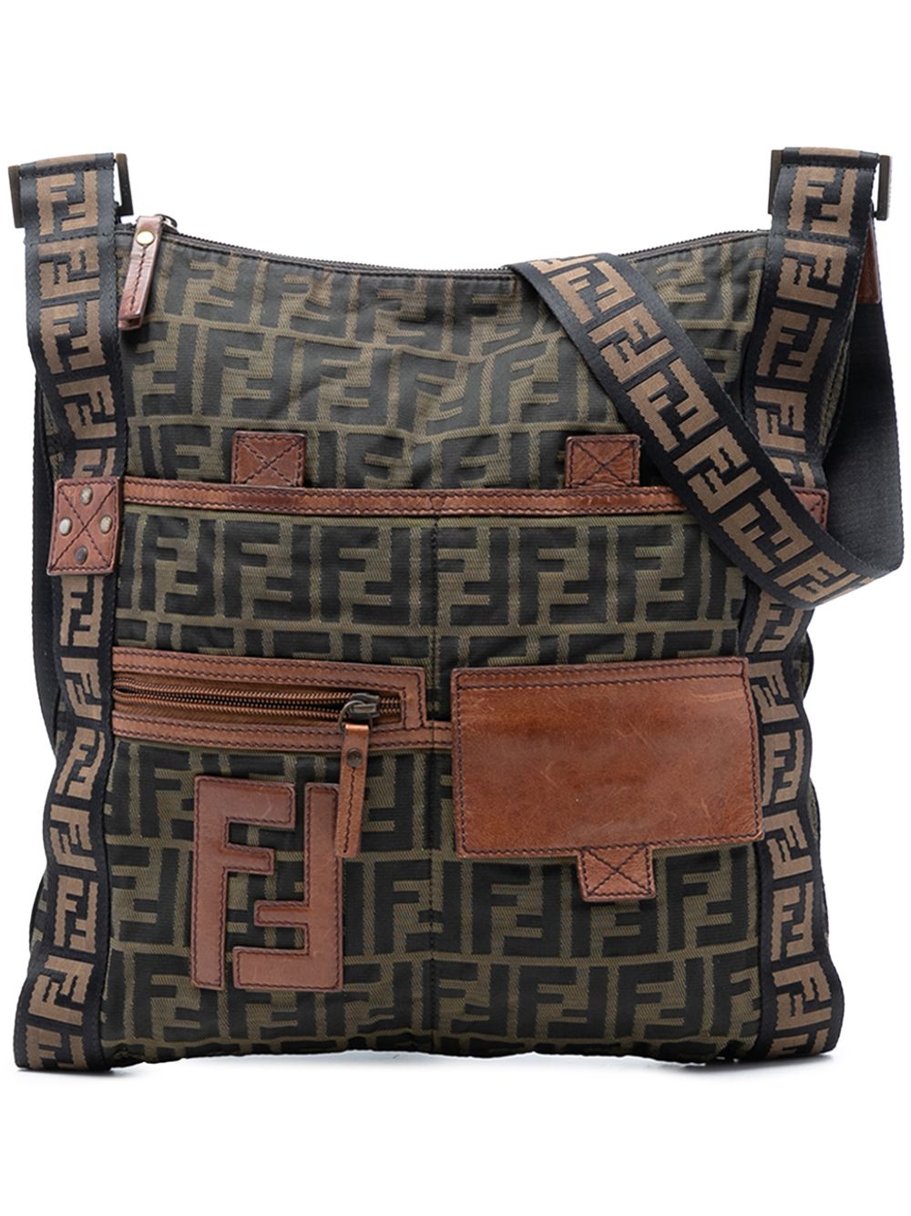 2000-2010 Zucca Canvas FF Flat Messenger Bag crossbody bag
