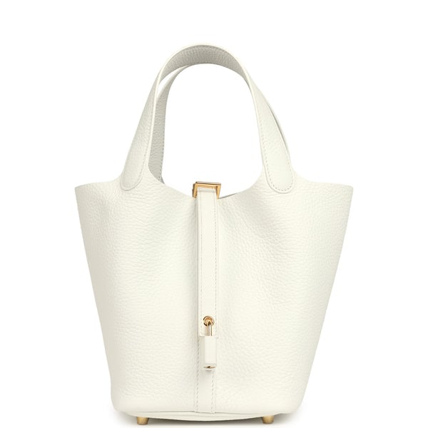 Hermes Picotin Lock 18 New White Clemence Gold Hardware
