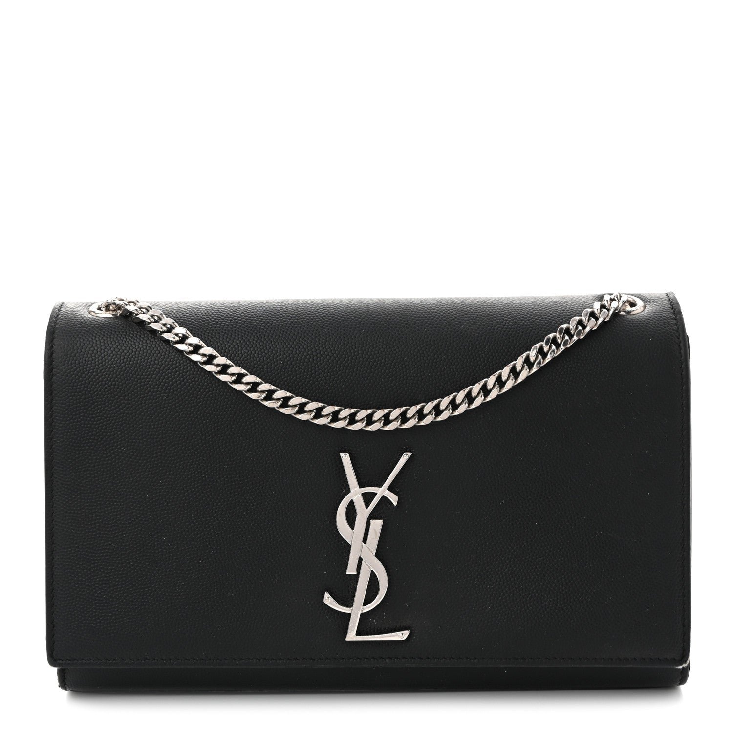 Saint Laurent Grain De Poudre Medium Classic Monogram Kate Satchel Black