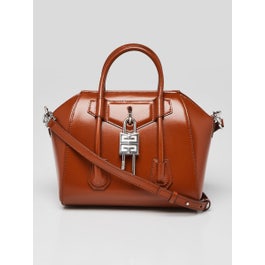 Givenchy Chestnut Calfskin Leather Mini Antigona Lock Bag