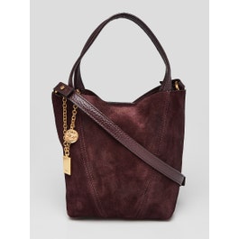 Chloe Deep Violine Suede Small Spin Tote Bag