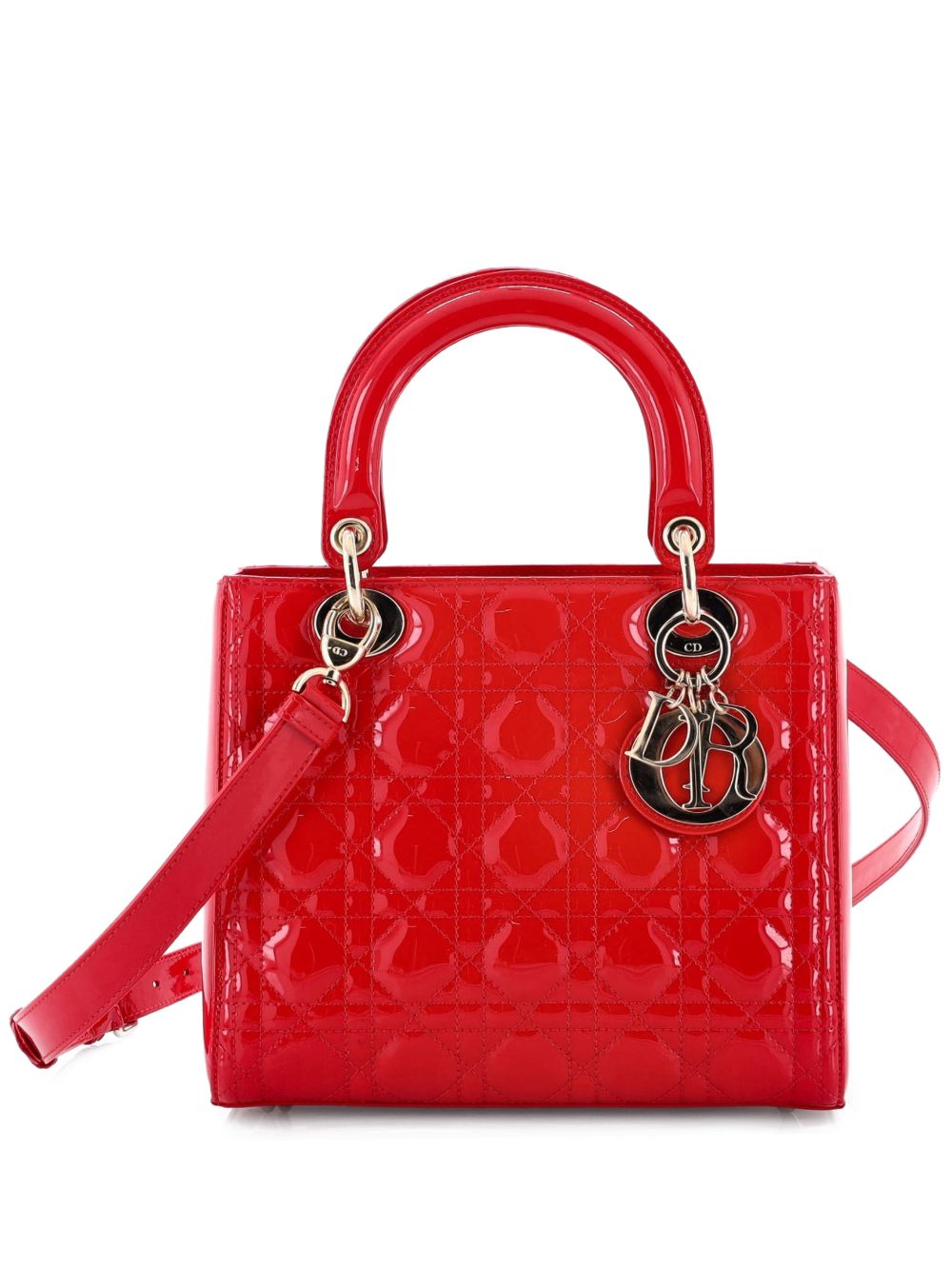 Lady Dior Bag Cannage Quilt Patent Medium satchel