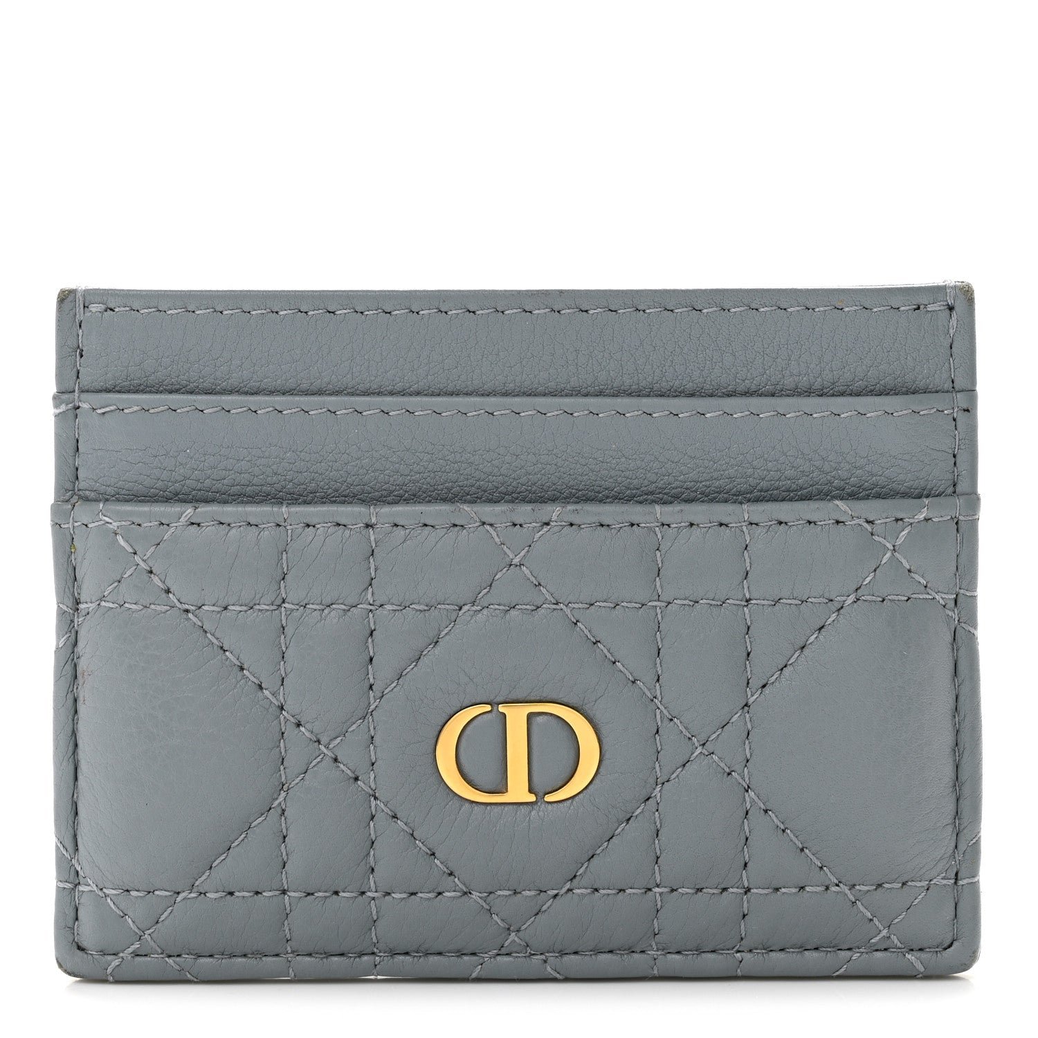 Christian Dior Supple Calfskin Cannage Caro Five-Slot Card Holder Cloud Blue
