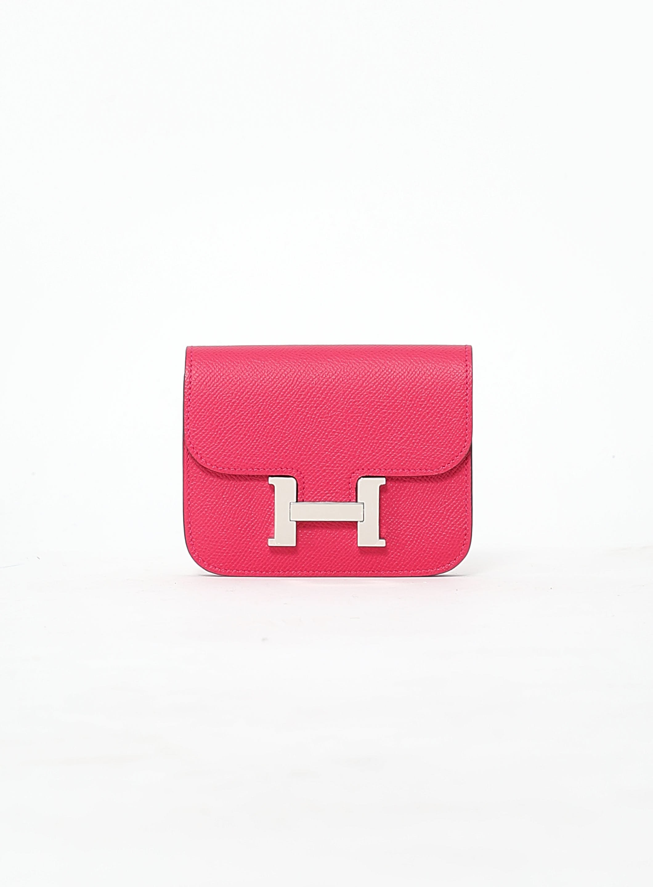 Hermes Rose Mexico Epsom Constance Slim Wallet & Belt