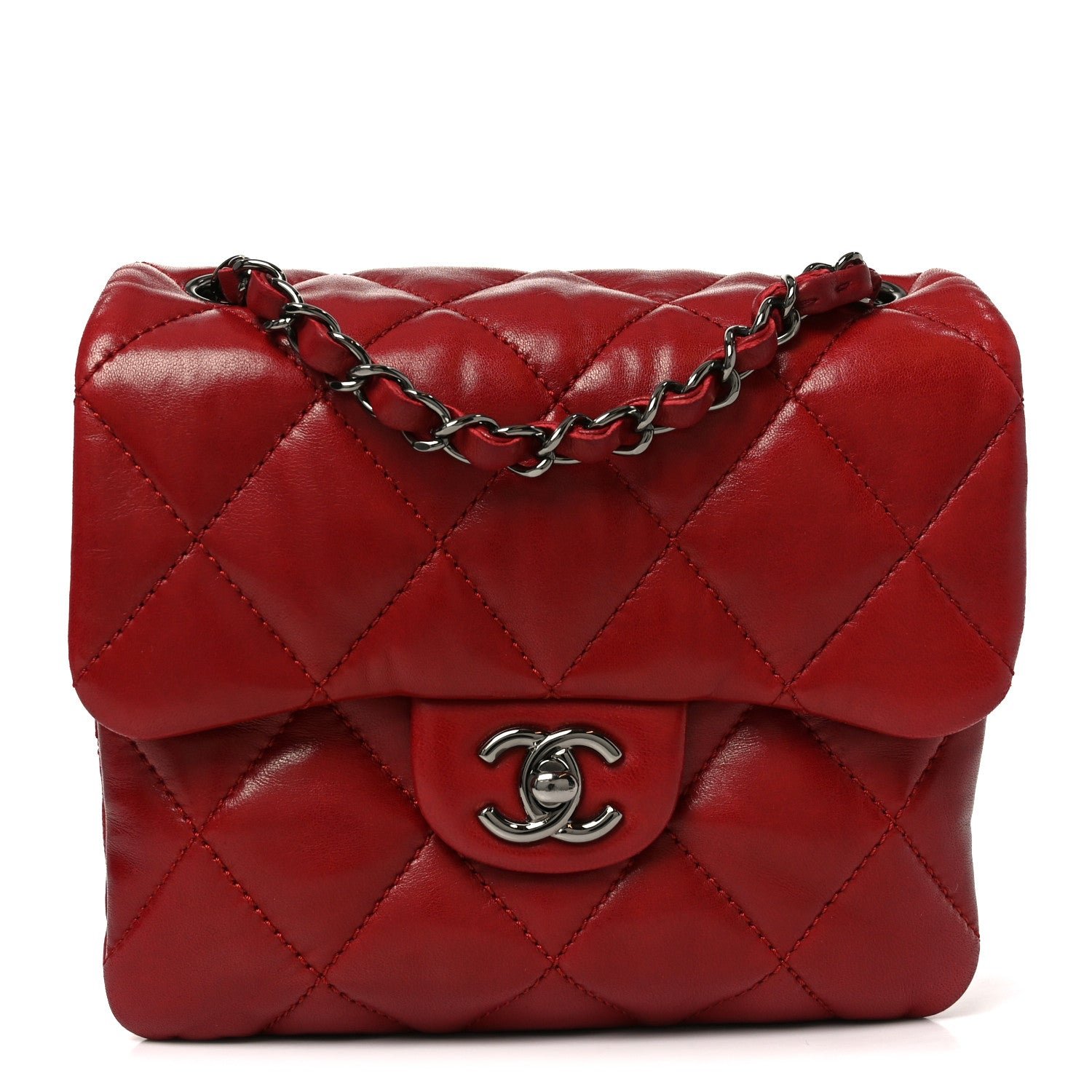 Chanel Lambskin Quilted Mini Chanel 3 Flap Red