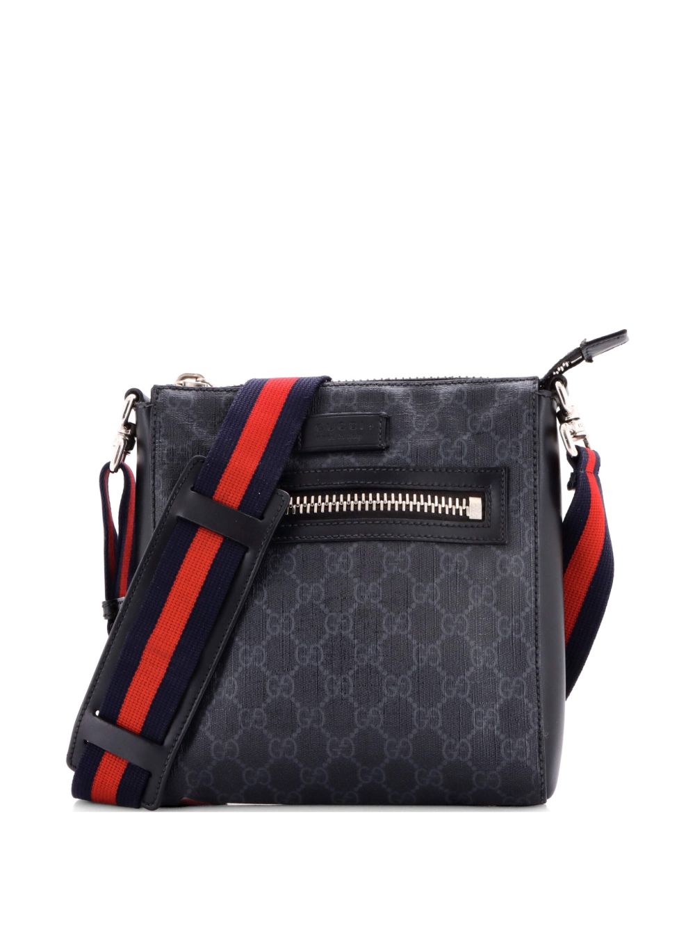 Web Strap Front Zip Messenger Bag GG Coated Canvas Small crossbody bag