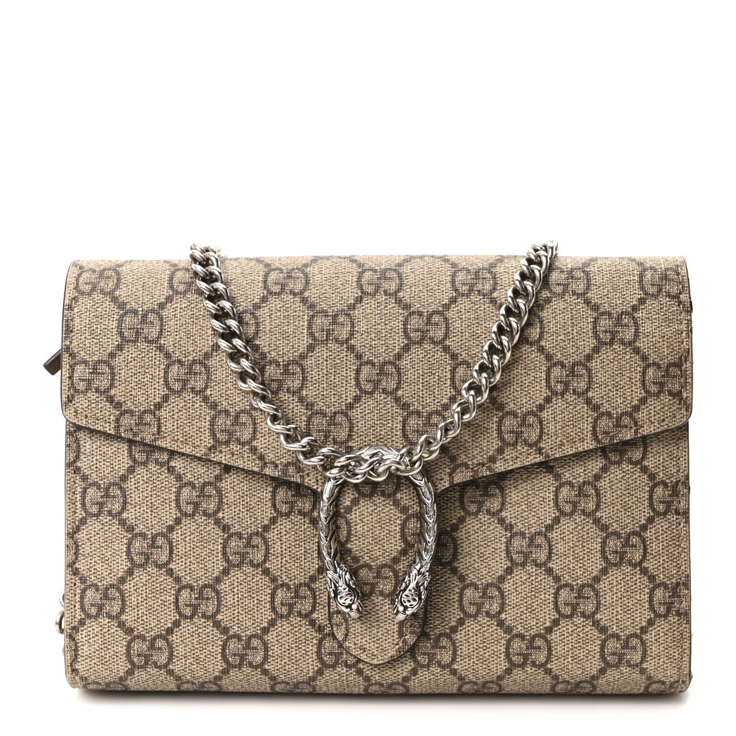 Gucci GG Supreme Monogram Mini Dionysus Chain Wallet Beige Taupe