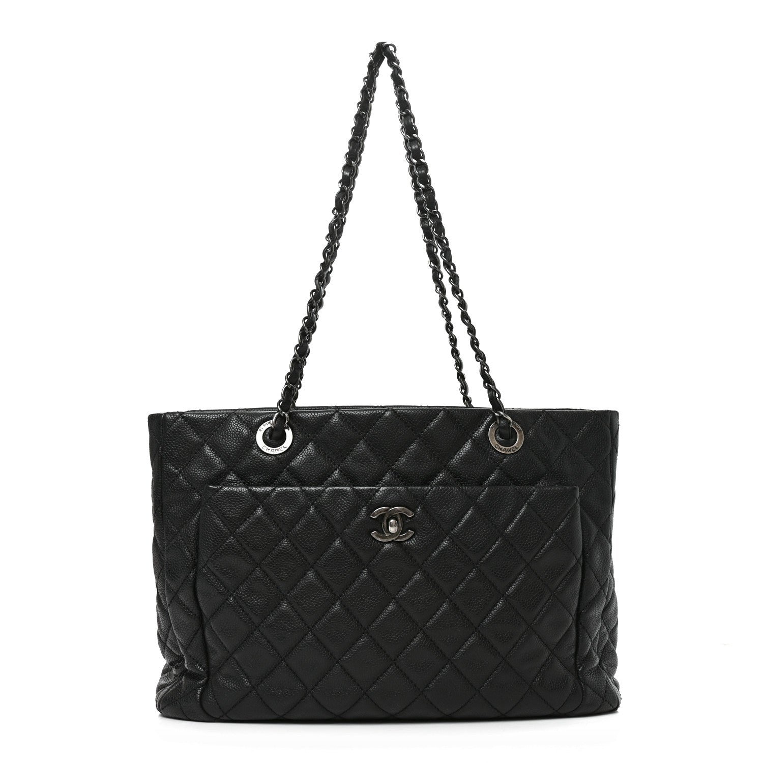 Chanel Caviar Quilted Small Shopping Tote Black