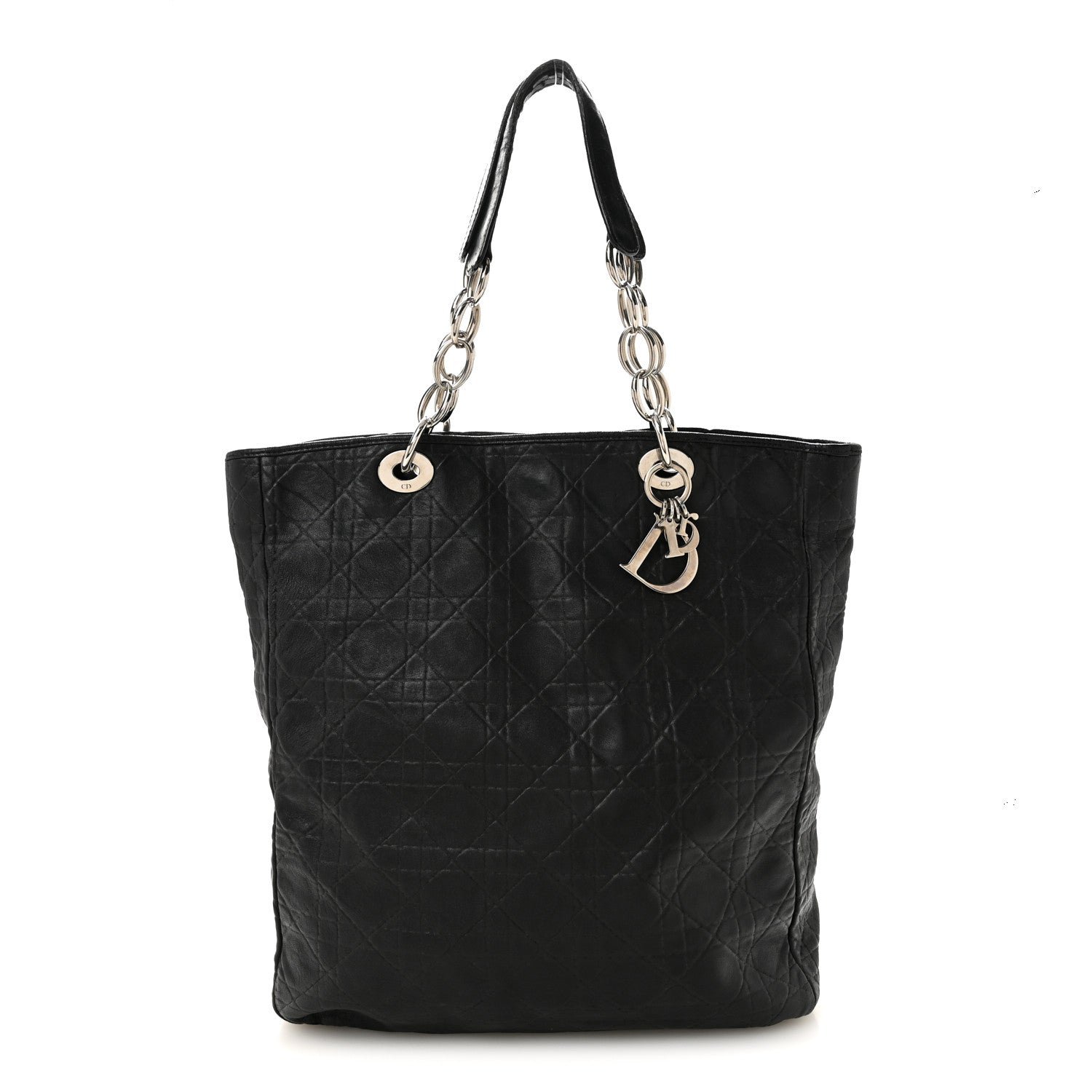 Christian Dior Lambskin Cannage Large Soft Lady Dior Shopping Tote Black