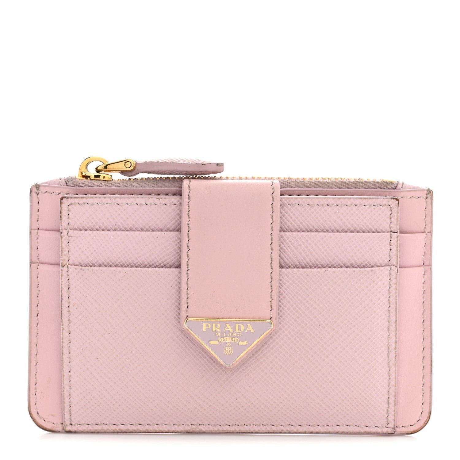 Prada Saffiano City Calf Coin Case Card Holder Alabastro