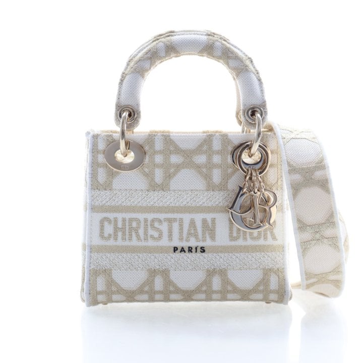 Christian Dior Mini Embroidered Canvas Cannage Lady D-Lite