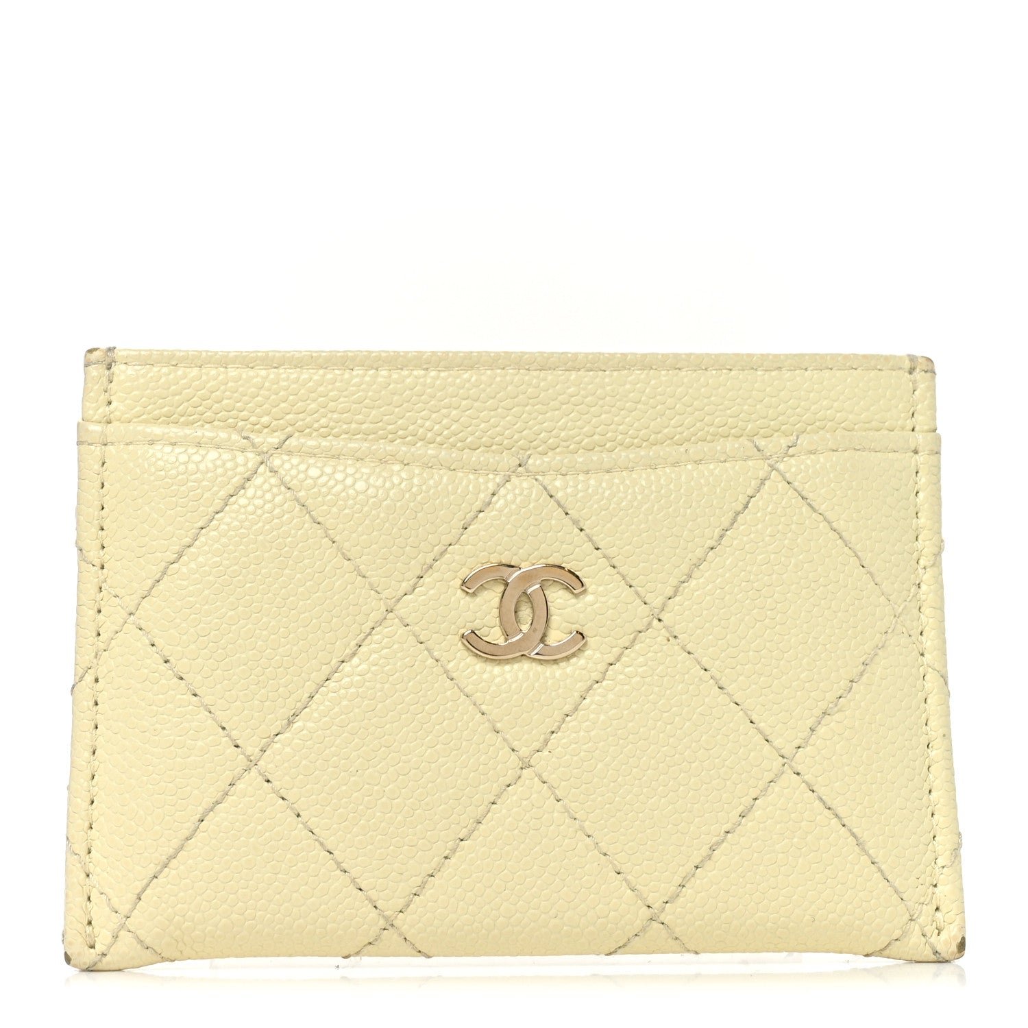 Chanel Caviar Quilted Card Holder Jaune