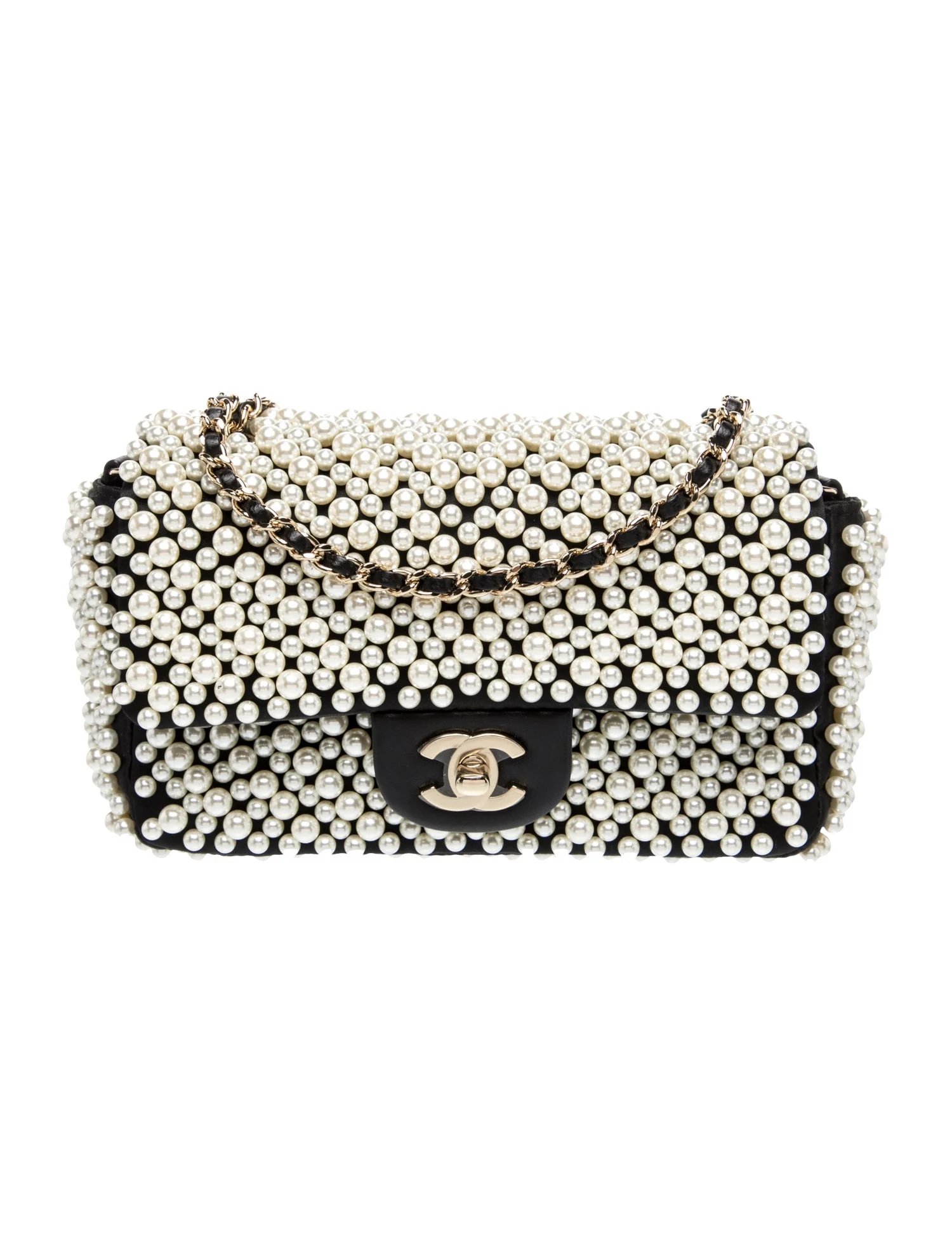 Pearl On Rectangular Mini Flap Bag