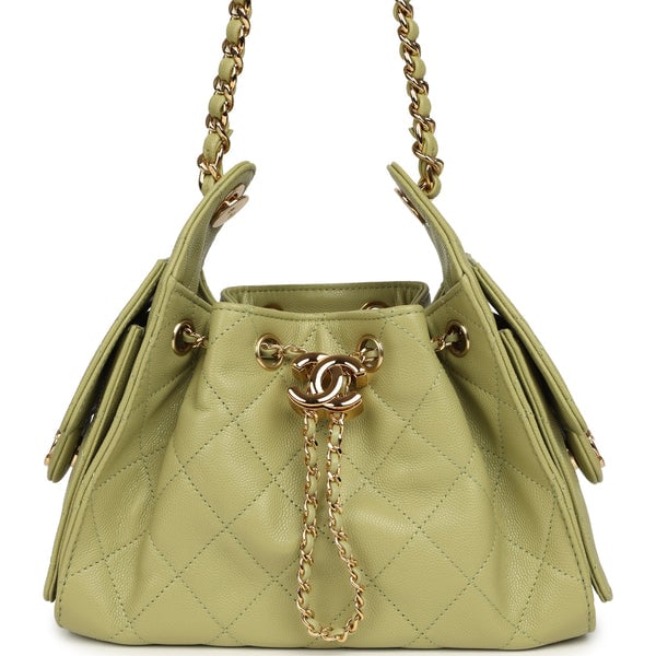 Chanel Mini 25 Hobo Bag Green Caviar Gold Hardware