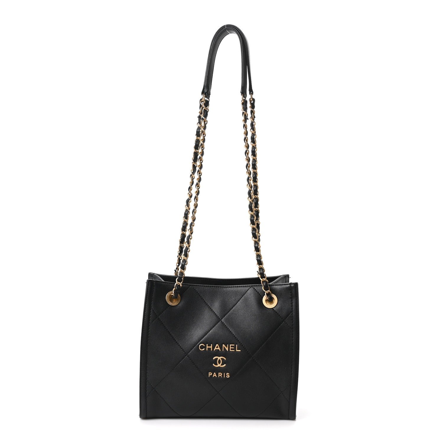 Chanel Calfskin Stitched Small Shopping Bag Black
