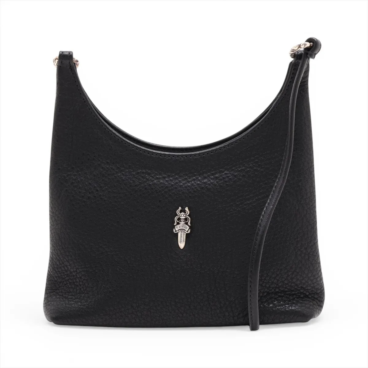 Chrome Hearts Chrome Hearts Hand bag Leather Black × Silver VIV with dagger