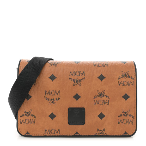 MCM Visetos Monogram Mini Aren Camera Bag Cognac
