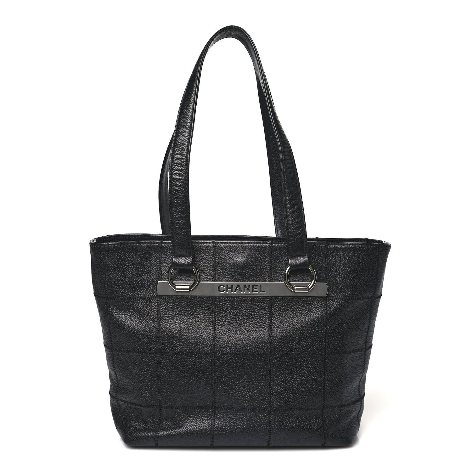 Chanel Caviar Square Stitched Tote Black