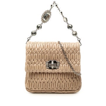 Leather Matelasse Nappa Crystal Chain Satchel