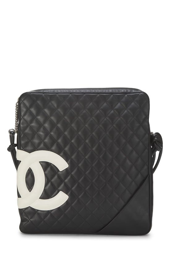 Black Quilted Calfskin Cambon Messenger Large