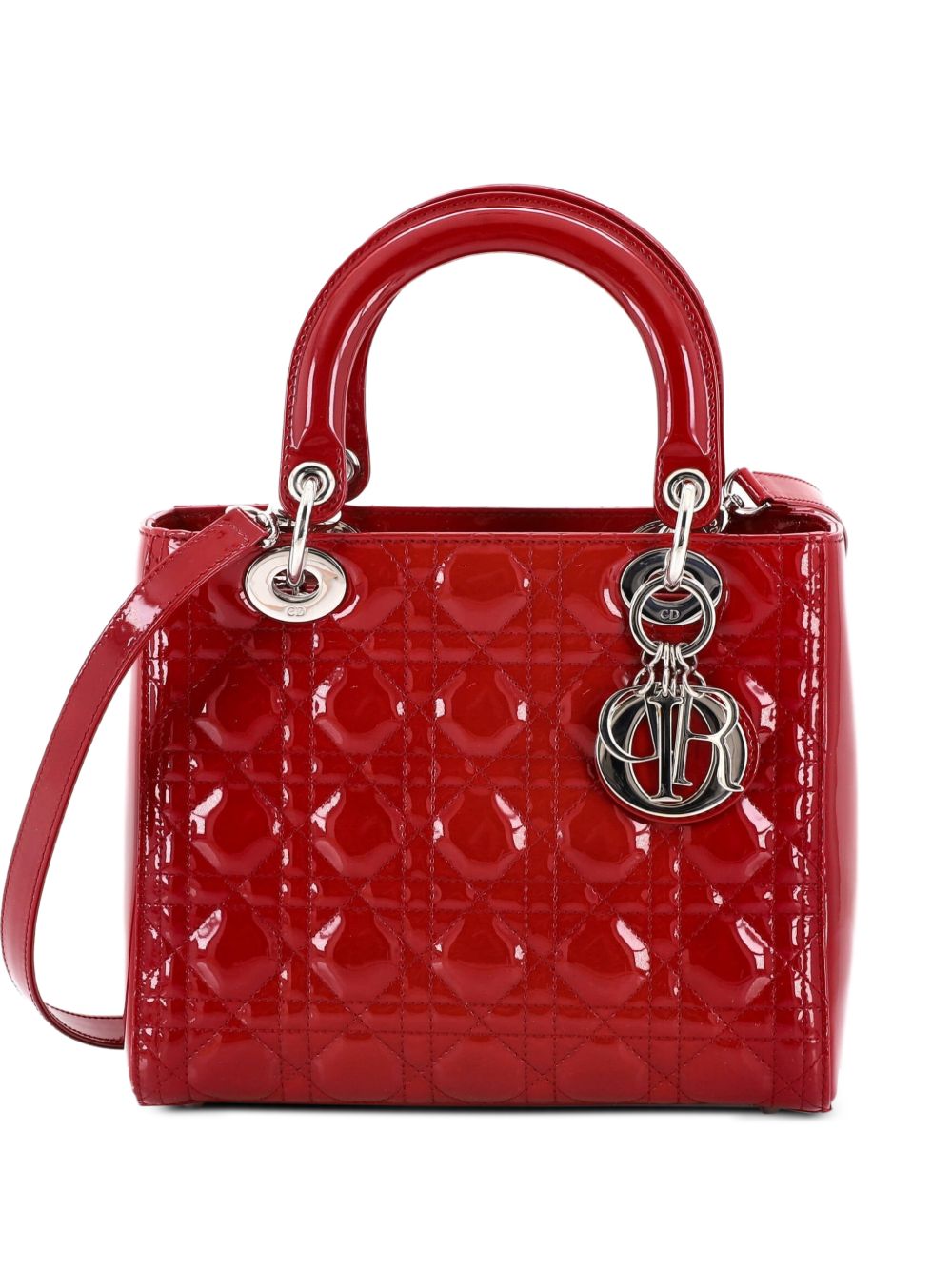 Lady Dior Bag Cannage Quilt Patent Medium satchel