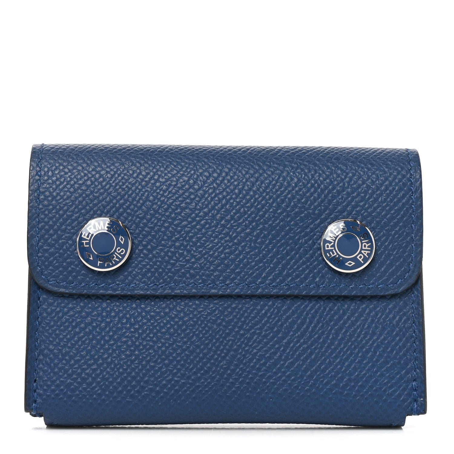 Hermes Epsom Hermesnap Card Holder Bleu Tie