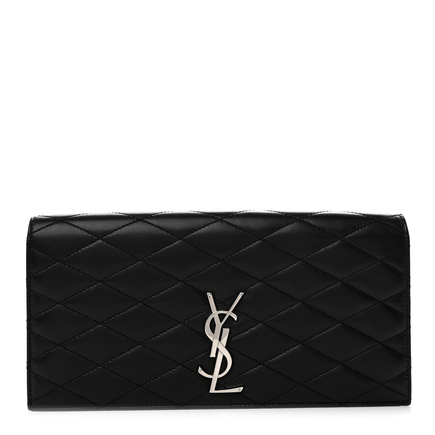Saint Laurent Lambskin Quilted Kate Clutch Black