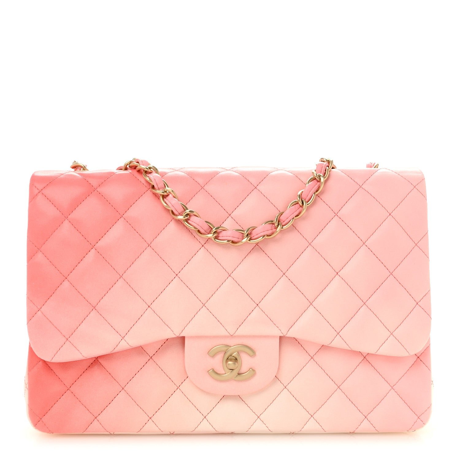 Chanel Lambskin Degrade Quilted Maxi Single Flap Pink