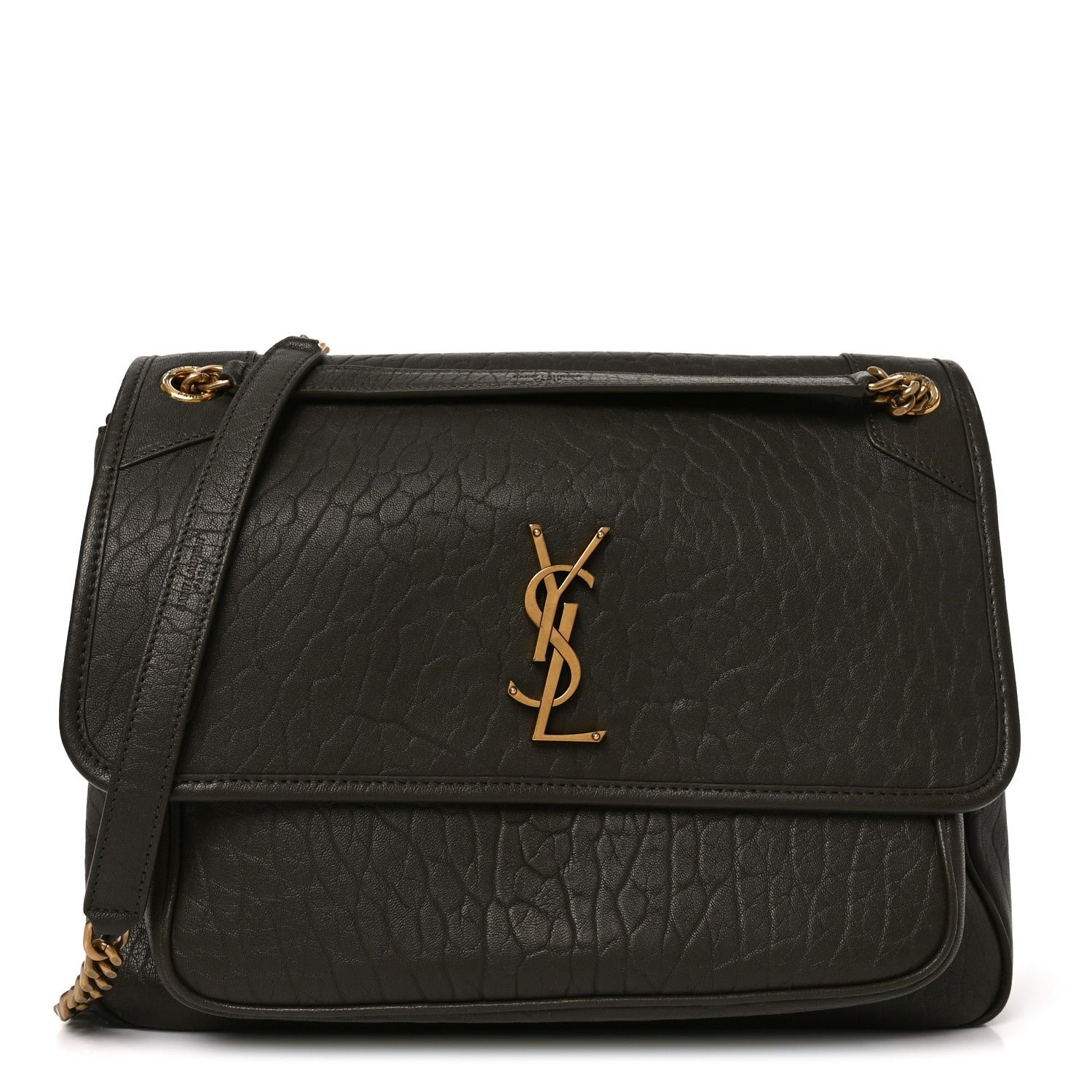 Saint Laurent Grained Lambskin Monogram Large Niki Chain Satchel Light Musk